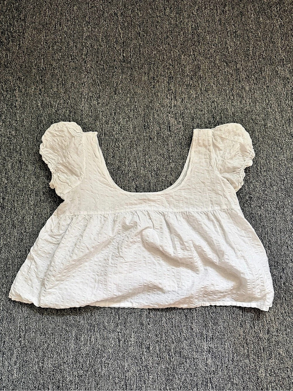 Wild Fable Textured White Puff Sleeve Blouse Crop Top Medium